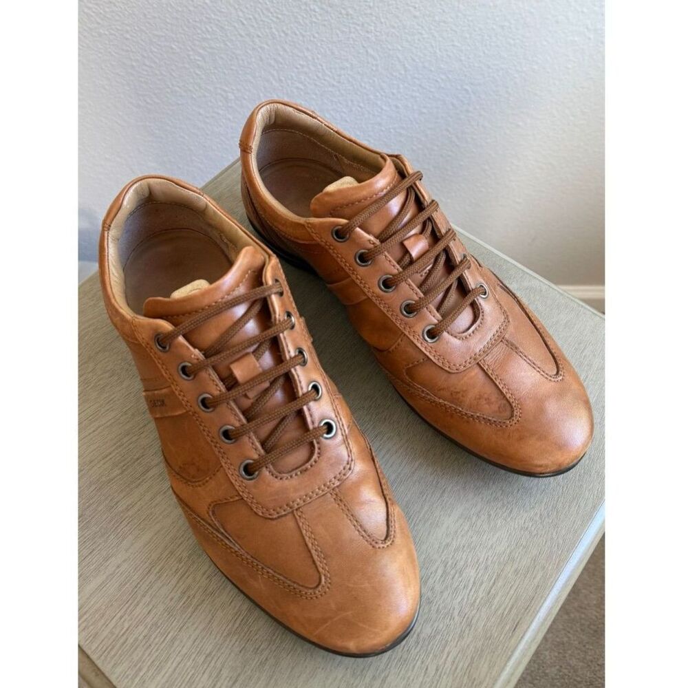 Geox Symbol Men's Cognac Brown Leather Lace-Up Shoes EU 41 US 8